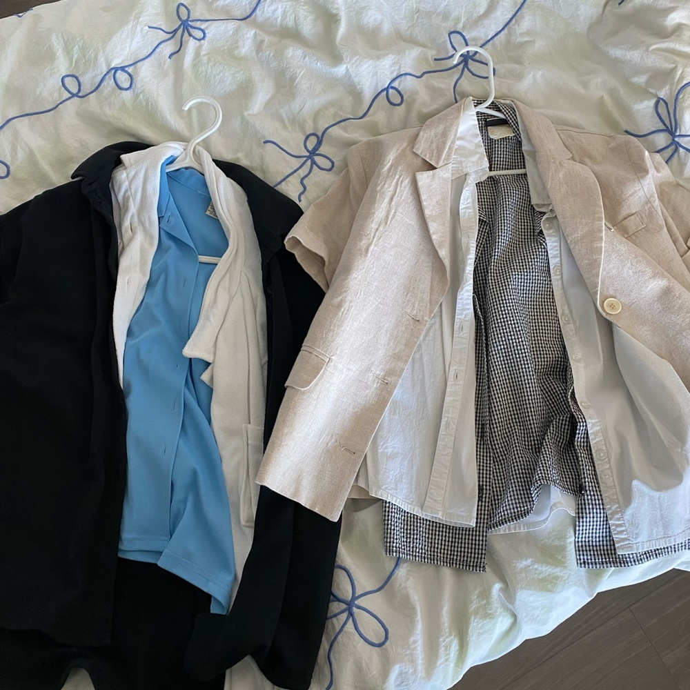 Button down vests and short sleeve shirts
